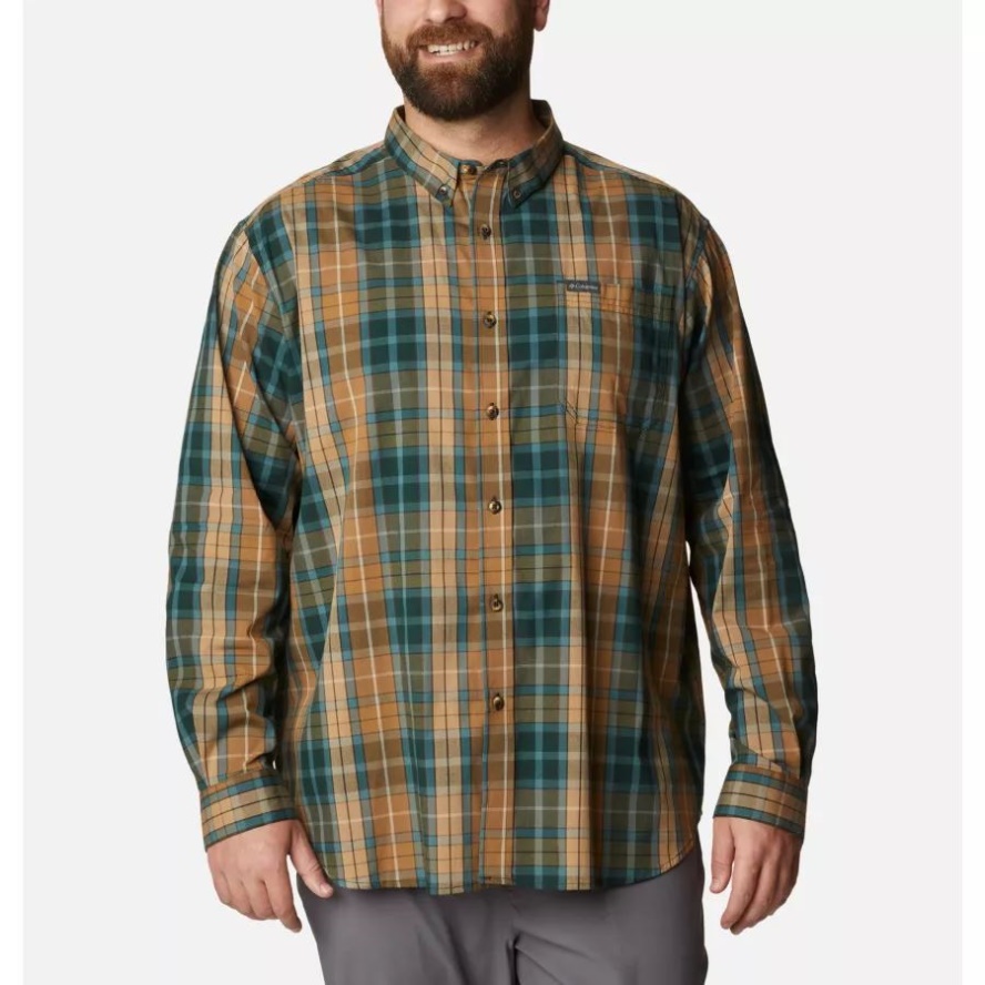 Men's Rapid Rivers II Long Sleeve Shirt Extended Size Spruce 2 Multi Plaid Columbia Sale