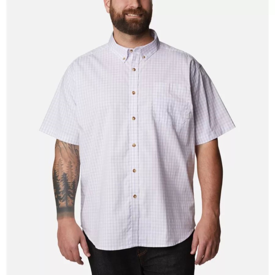 Men's Rapid Rivers II Short Sleeve Shirt Big Columbia Sale Purple Tint Gingham