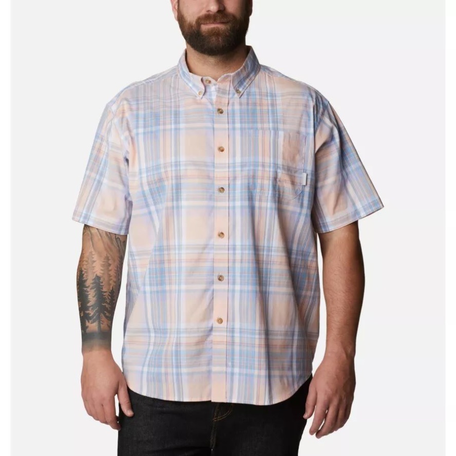 Men's Rapid Rivers II Short Sleeve Shirt Big Purple Tint Multi Plaid Columbia Sale