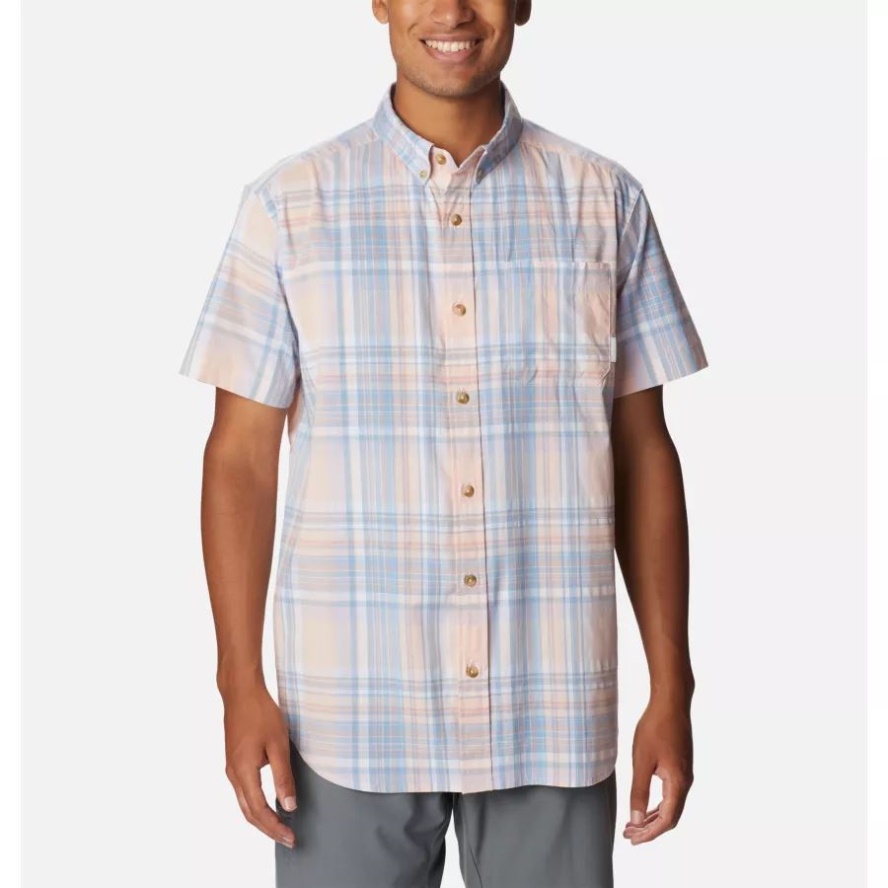 Men's Rapid Rivers II Short Sleeve Shirt Columbia Sale Purple Tint Multi Plaid
