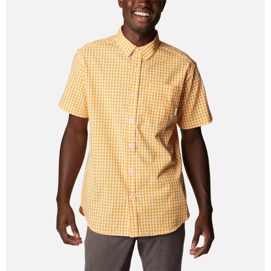 Men's Rapid Rivers II Short Sleeve Shirt Mango Everyday Gingham Columbia Sale