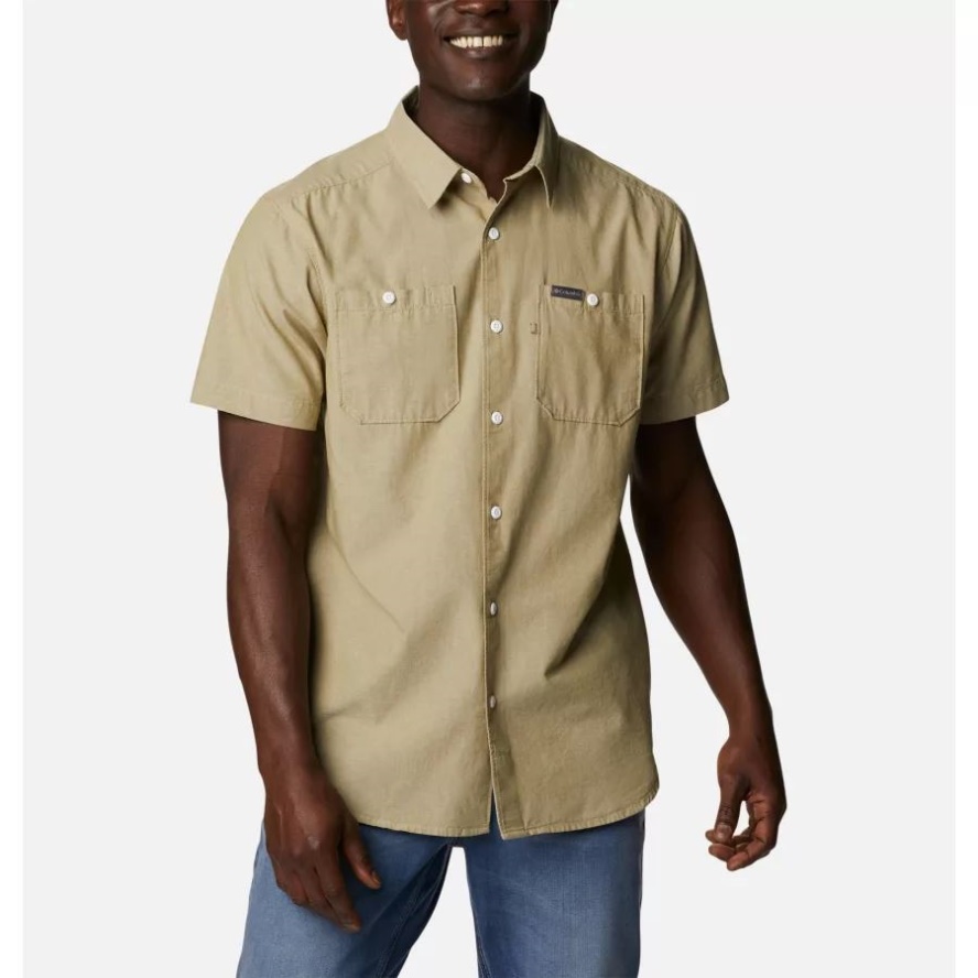 Men's Scenic Ridge Casual Short Sleeve Shirt Savory Chambray Columbia Sale
