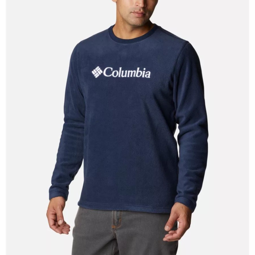 Men's Steens Mountain Crew Fleece Shirt Collegiate Navy Columbia Sale