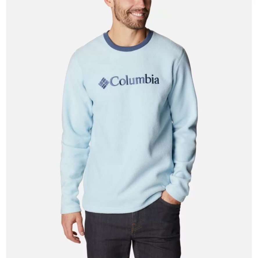 Men's Steens Mountain Crew Fleece Shirt Columbia Sale Sky Blue