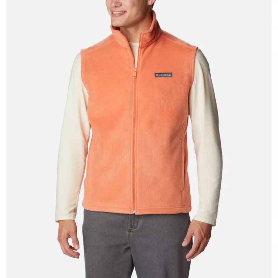 Men's Steens Mountain Fleece Vest Columbia Sale Desert Orange