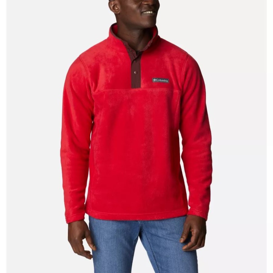 Men's Steens Mountain Half Snap Fleece Mountain Red/Elderberry Columbia Sale
