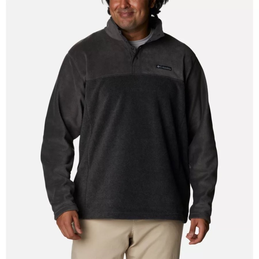 Men's Steens Mountain Half Snap Fleece Pullover Big Charcoal Heather/Shark Columbia Sale