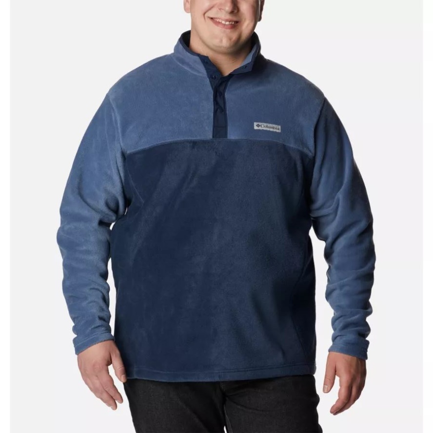 Men's Steens Mountain Half Snap Fleece Pullover Big Columbia Sale Collegiate Navy/Dark Moutain