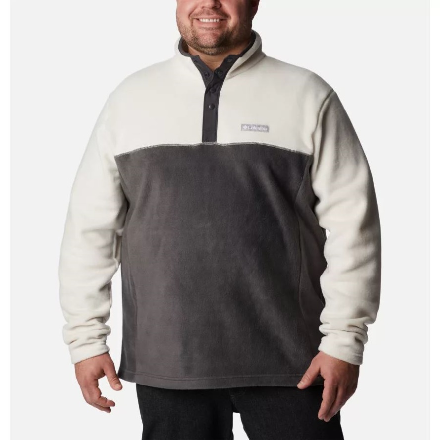 Men's Steens Mountain Half Snap Fleece Pullover Big Columbia Sale Shark/Chalk/Shark