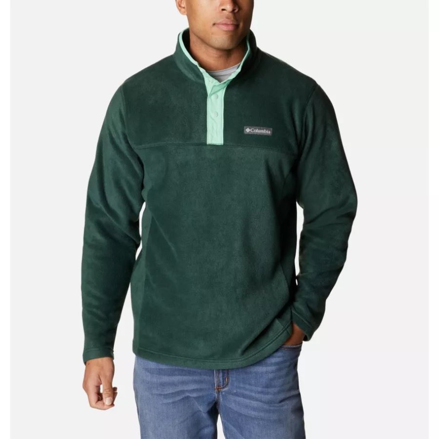 Men's Steens Mountain Half Snap Fleece Pullover Spruce/Kelp Columbia Sale