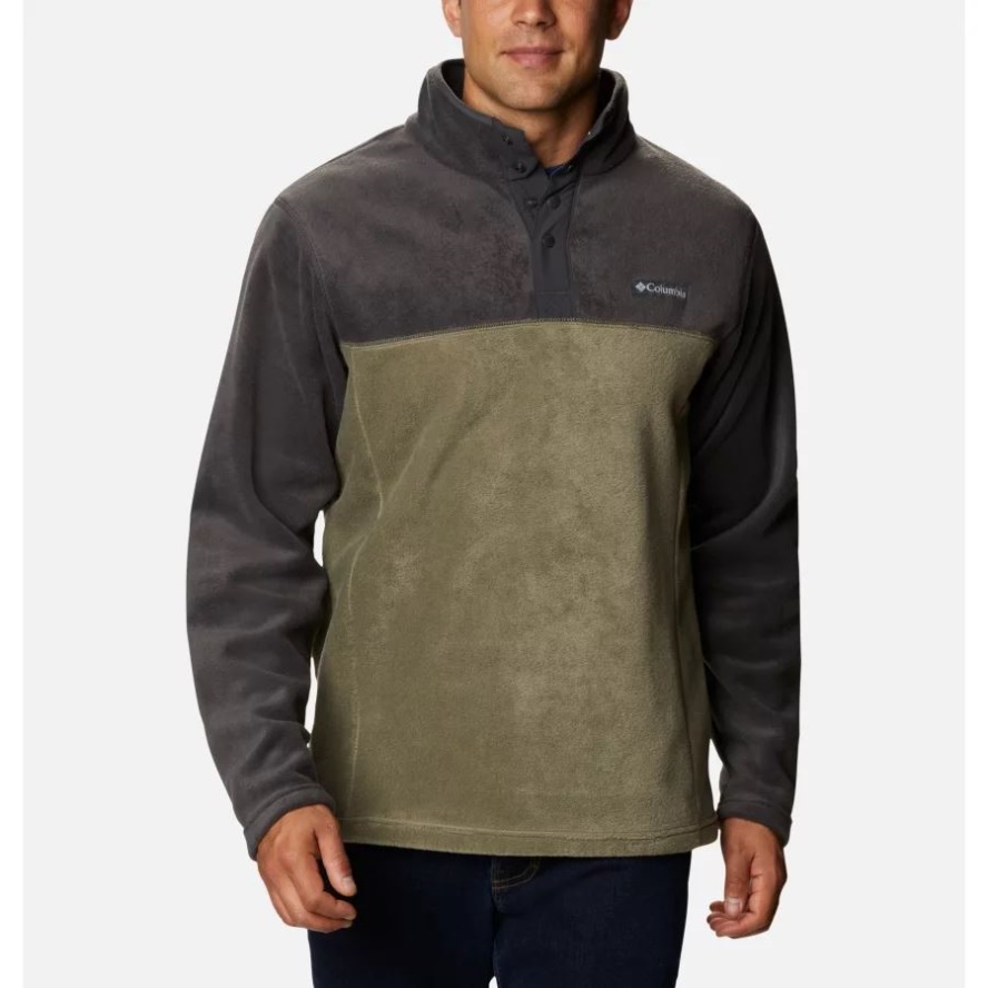 Men's Steens Mountain Half Snap Fleece Pullover Tall Columbia Sale Stone Green/Shark