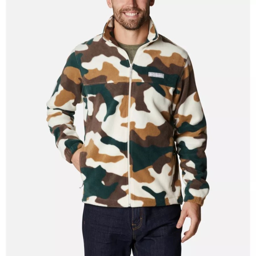 Men's Steens Mountain Printed Fleece Jacket Chalk Mod Camo Columbia Sale