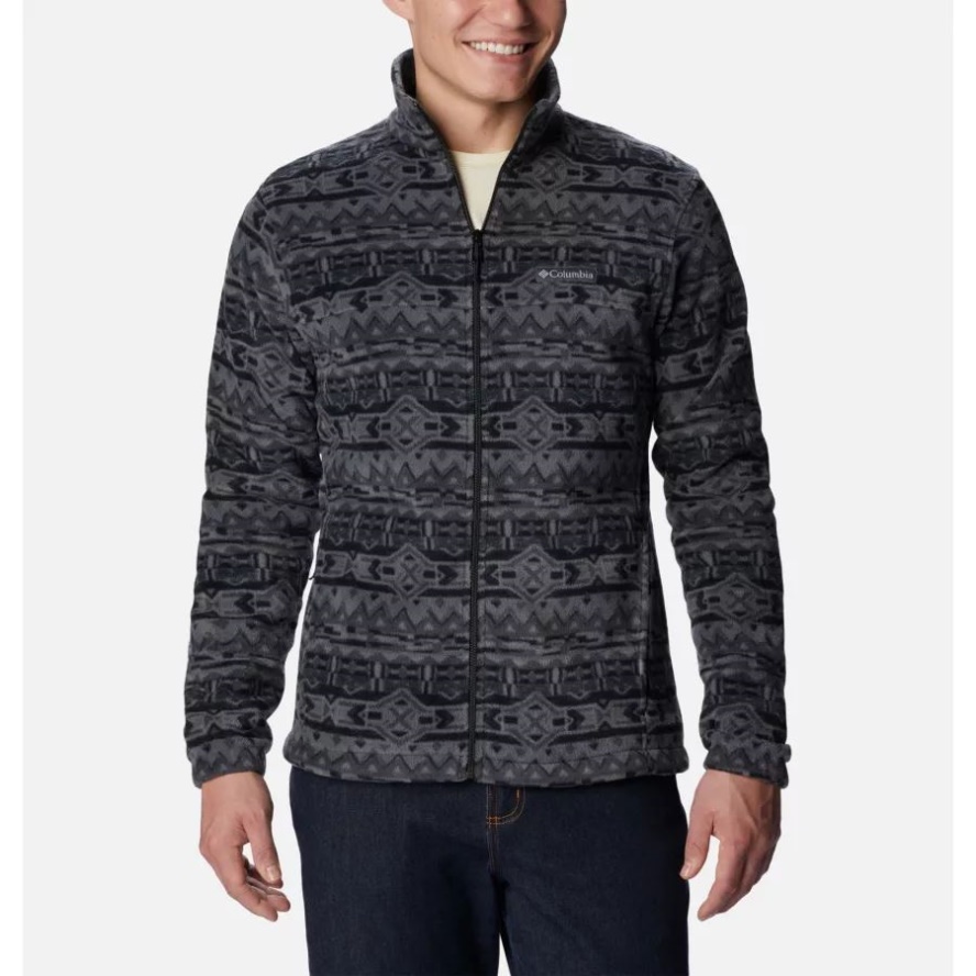 Men's Steens Mountain Printed Fleece Jacket Columbia Sale Black 80s Stripe Print