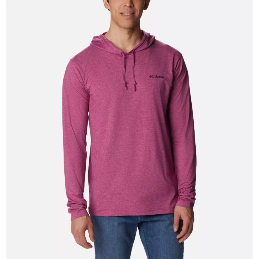 Men's Sun Trek Technical Hoodie Columbia Sale Red Onion Heather