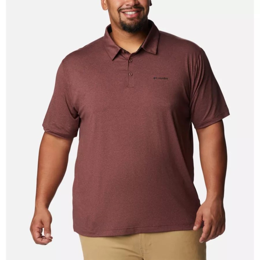 Men's Tech Trail Polo Big Columbia Sale Light Raisin Heather