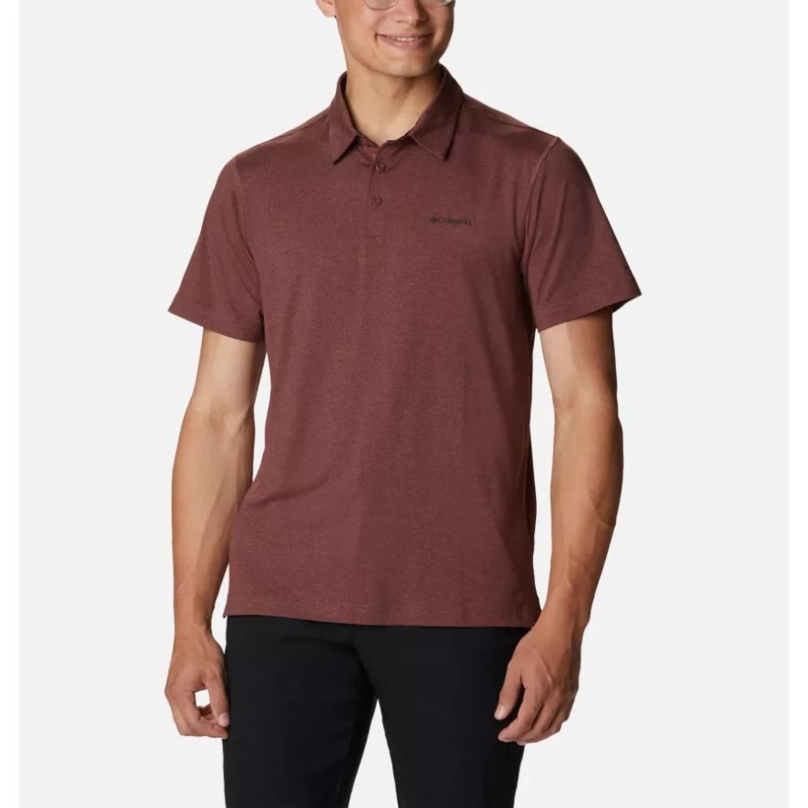 Men's Tech Trail Polo Shirt Columbia Sale Light Raisin Heather
