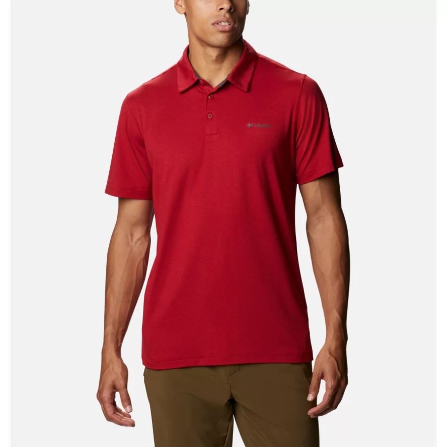 Men's Tech Trail Polo Shirt Red Velvet Columbia Sale