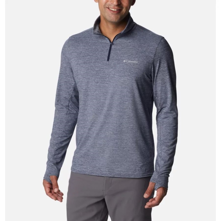 Men's Tech Trail Quarter Zip Pullover Shirt Columbia Sale Collegiate Navy Heather