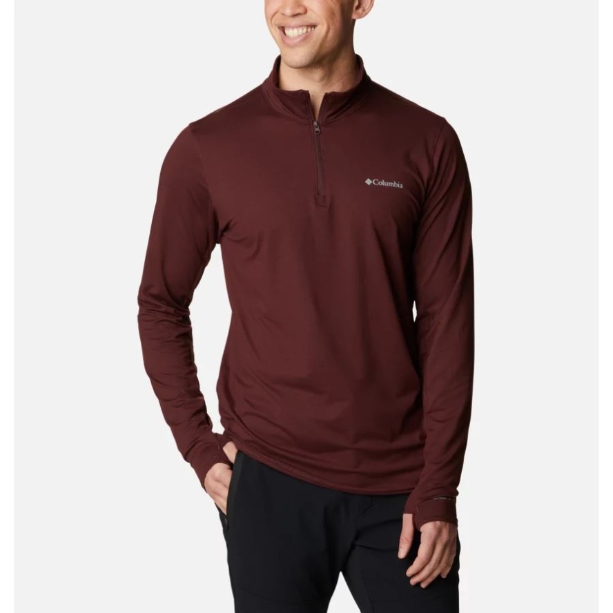 Men's Tech Trail Quarter Zip Pullover Shirt Elderberry Columbia Sale