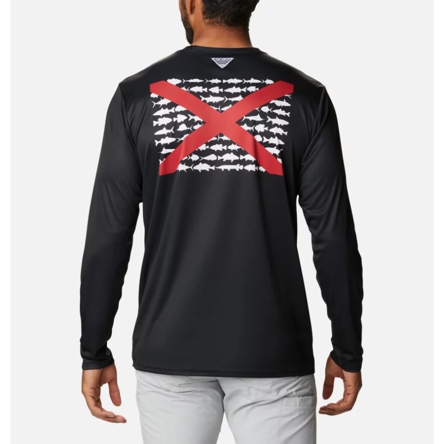 Men's Terminal Tackle PFG Fish Flag Long Sleeve Shirt Black/Alabama Fish Columbia Sale