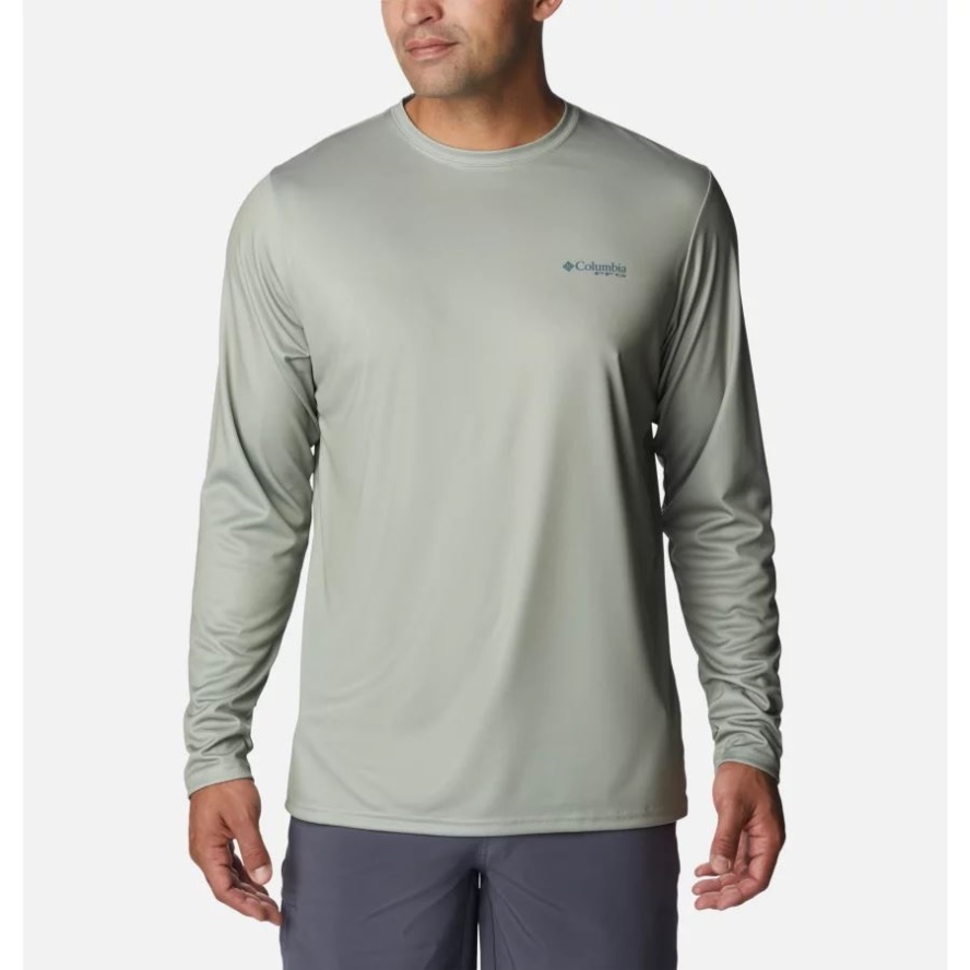 Men's Terminal Tackle PFG Fish Flag Long Sleeve Shirt Safari/Metal Alaska Fish Columbia Sale