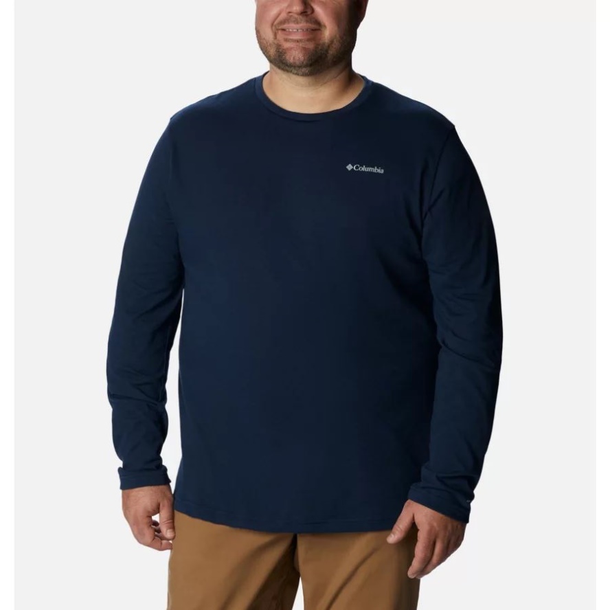 Men's Thistletown Hills Long Sleeve Crew Shirt Big Columbia Sale Collegiate Navy Heather
