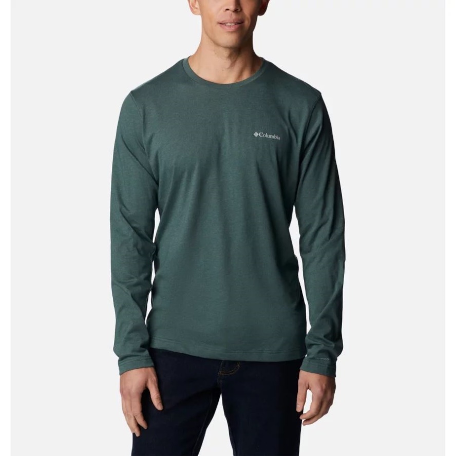 Men's Thistletown Hills Long Sleeve Crew Shirt Spruce Heather Columbia Sale