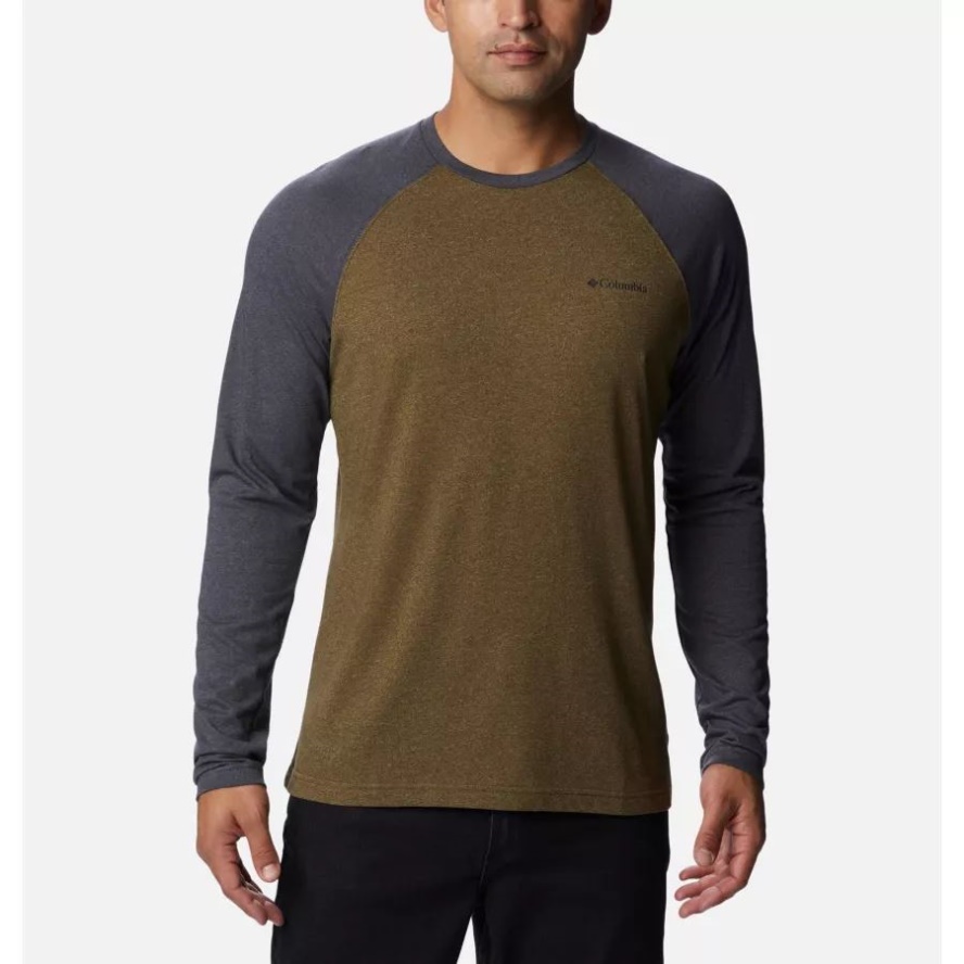 Men's Thistletown Hills Raglan Shirt Olive Green Heather/Shark Heather Columbia Sale