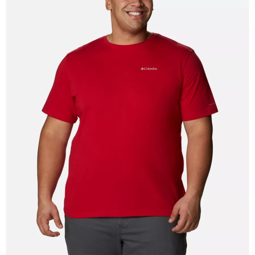 Men's Thistletown Hills Short Sleeve Shirt Big Mountain Red Columbia Sale