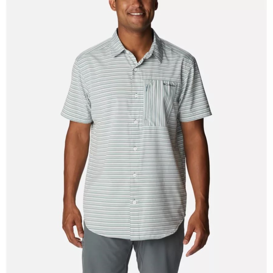 Men's Twisted Creek III Short Sleeve Shirt Metal Basic Stripe Columbia Sale