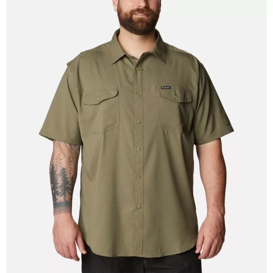 Men's Utilizer II Solid Short Sleeve Shirt Big Columbia Sale Stone Green