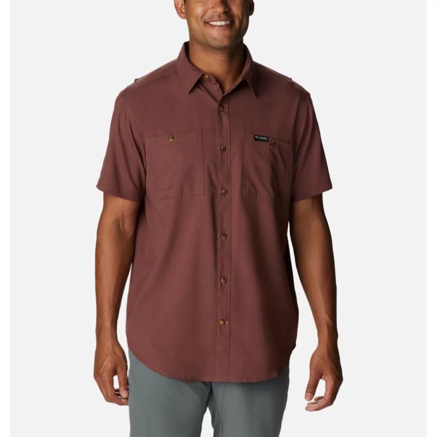Men's Utilizer Printed Woven Short Sleeve Shirt Columbia Sale Light Raisin Hammocked