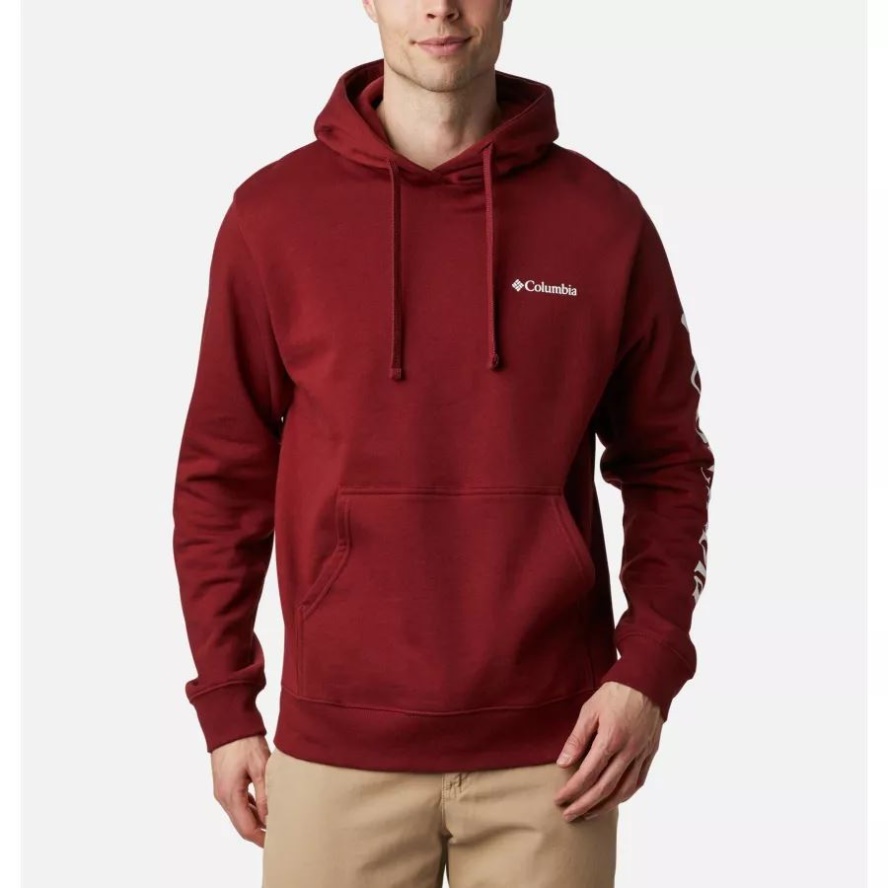 Men's Viewmont II Sleeve Graphic Hoodie Columbia Sale Red Jasper/White
