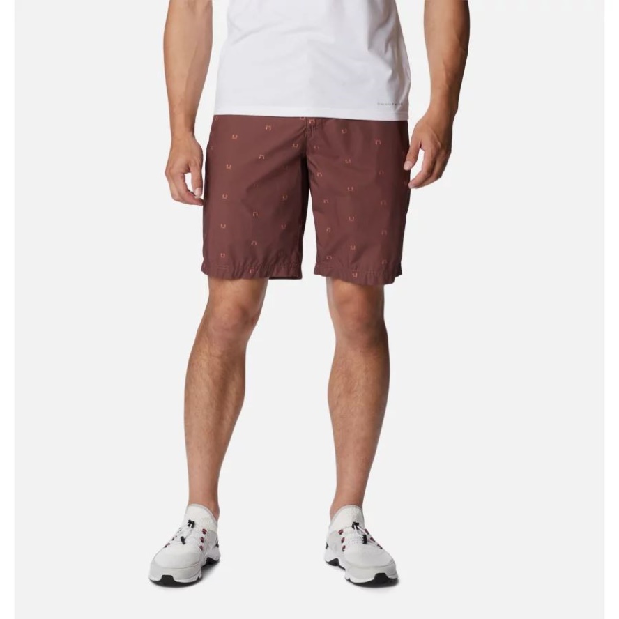 Men's Washed Out Printed Shorts Columbia Sale Light Raisin Hammocked
