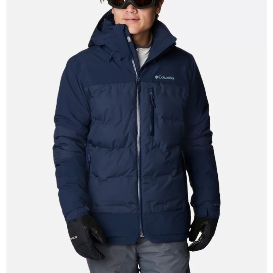 Men's Wild Card II Waterproof Hooded Ski Down Jacket Collegiate Navy Columbia Sale