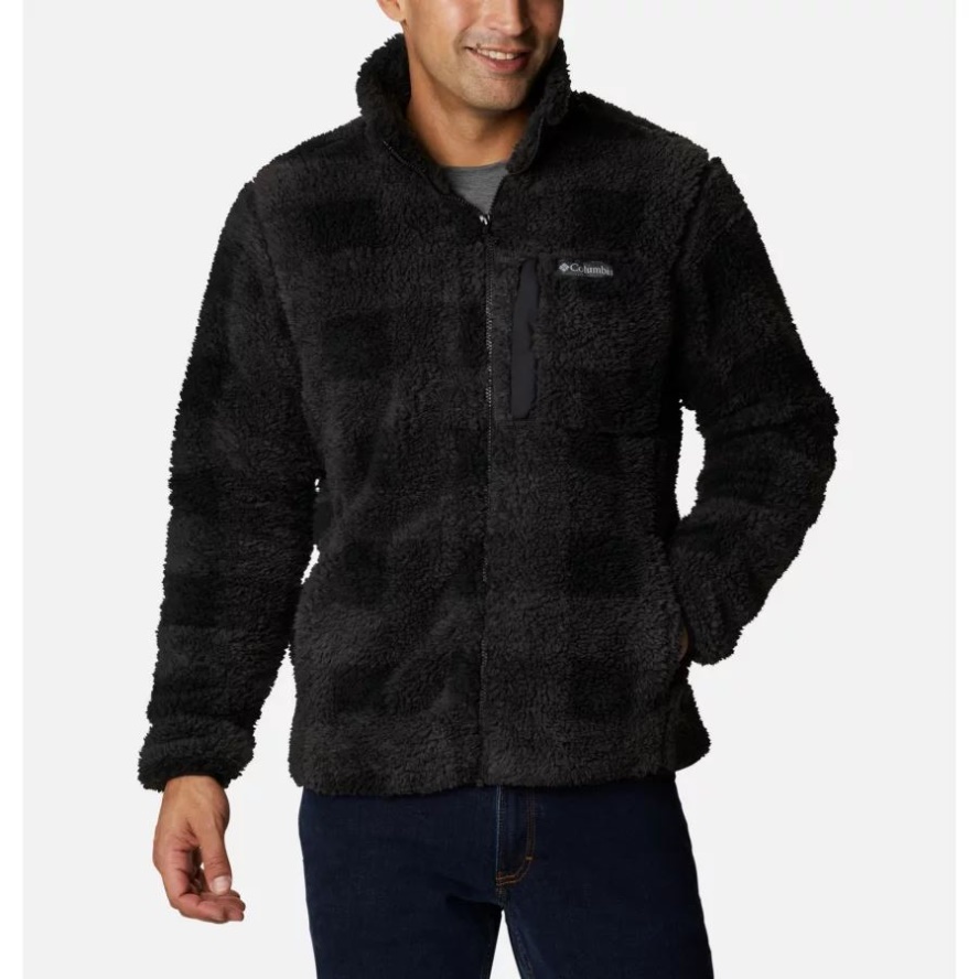 Men's Winter Pass Printed Fleece Jacket Black Check Columbia Sale