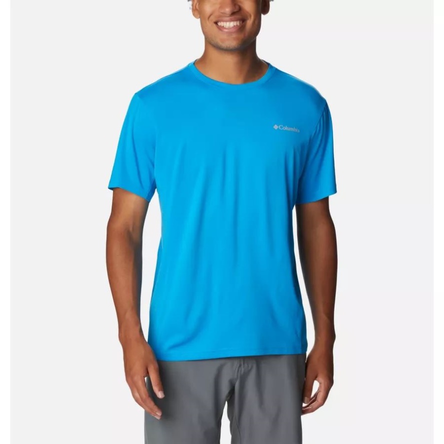 Men's Zero Ice Cirro-Cool Short Sleeve Shirt Compass Blue/Compass Blue Heather Columbia Sale