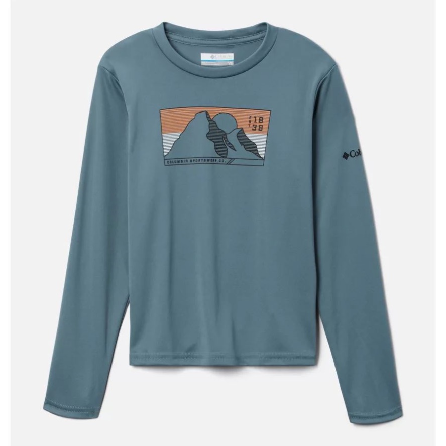 Metal/Line Scape Boys' Grizzly Peak Long Sleeve Graphic T-Shirt Columbia Sale