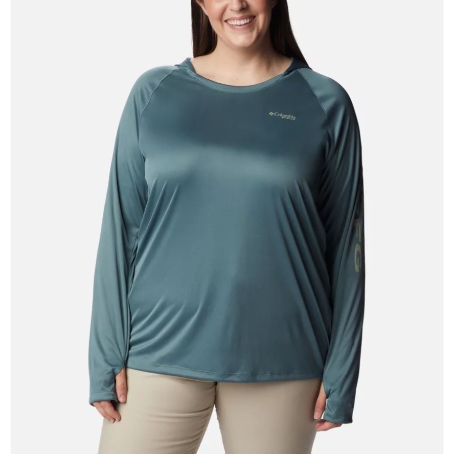 Metal/Safari Logo Women's PFG Tidal Tee Hoodie Plus Size Columbia Sale