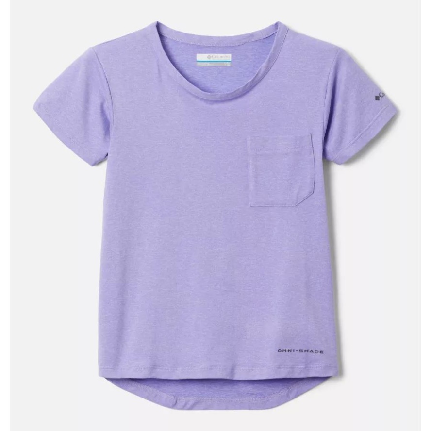 Morning Mist Hthr/Paisley Purple Hthr Columbia Sale Girls' Tech Trail T-Shirt