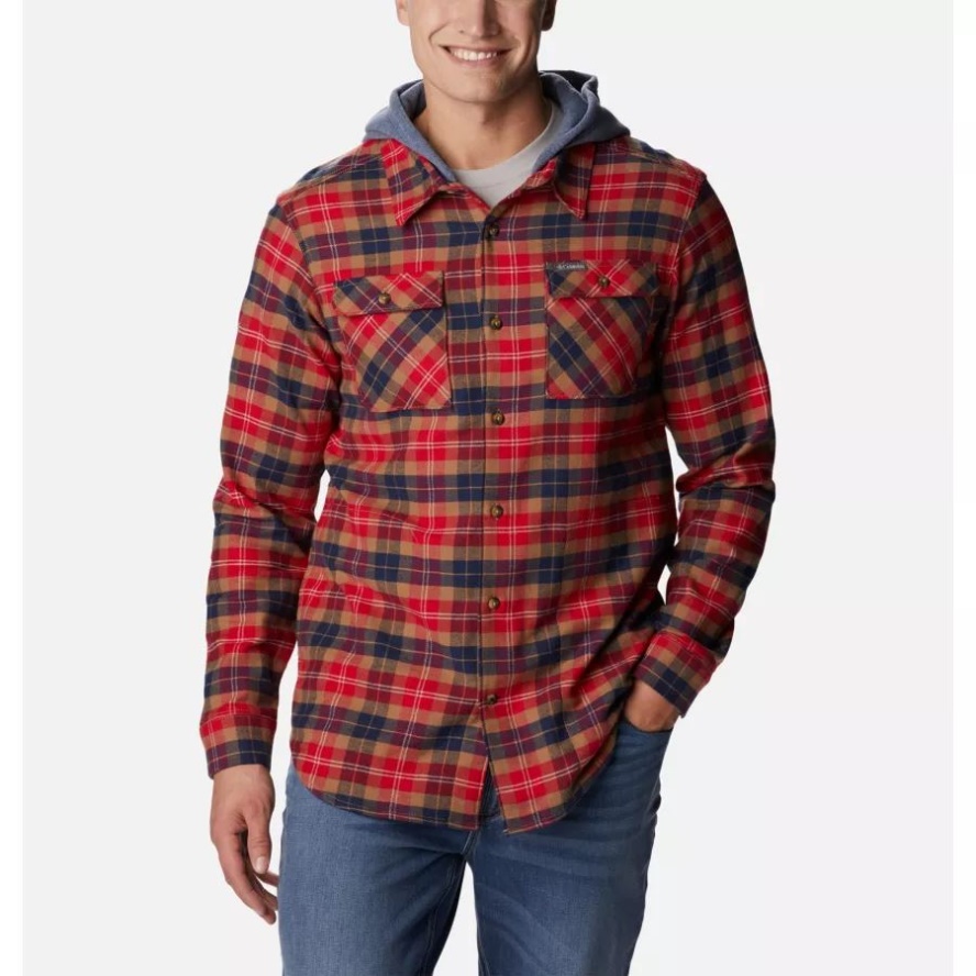 Mountain Red Balanced Tartan Columbia Sale Brand Men's Flare Gun Stretch Flannel Hoodie