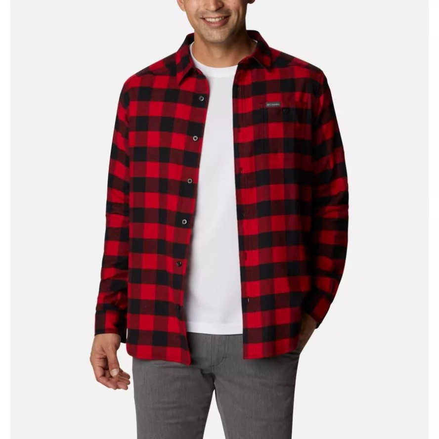Mountain Red Buffalo Check Men's Cornell Woods Flannel Long Sleeve Shirt Columbia Sale
