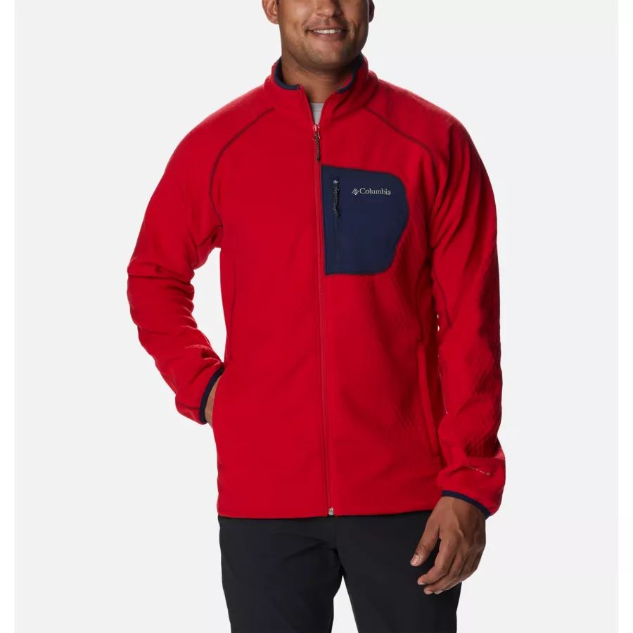 Mountain Red/Collegiate Navy Men's Outdoor Tracks Full Zip Fleece Jacket Columbia Sale