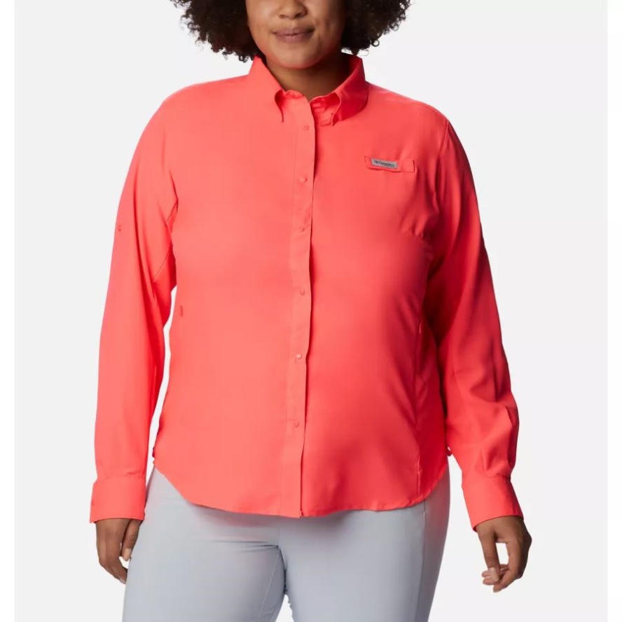 Neon Sunrise Women's PFG Tamiami II Long Sleeve Shirt Plus Size Columbia Sale