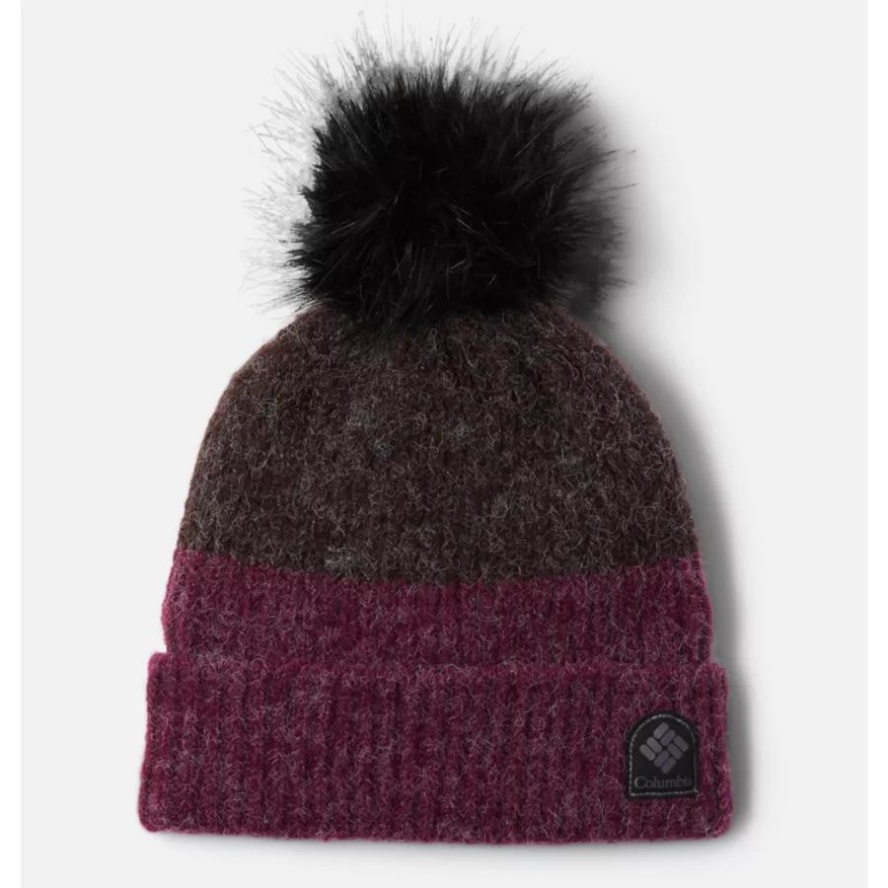 New Cinder/Marionberry Winter Blur Pom Pom Beanie Columbia Sale
