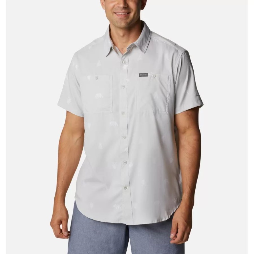 Nimbus Grey Camp Social Men's Utilizer Short Sleeve Shirt Columbia Sale
