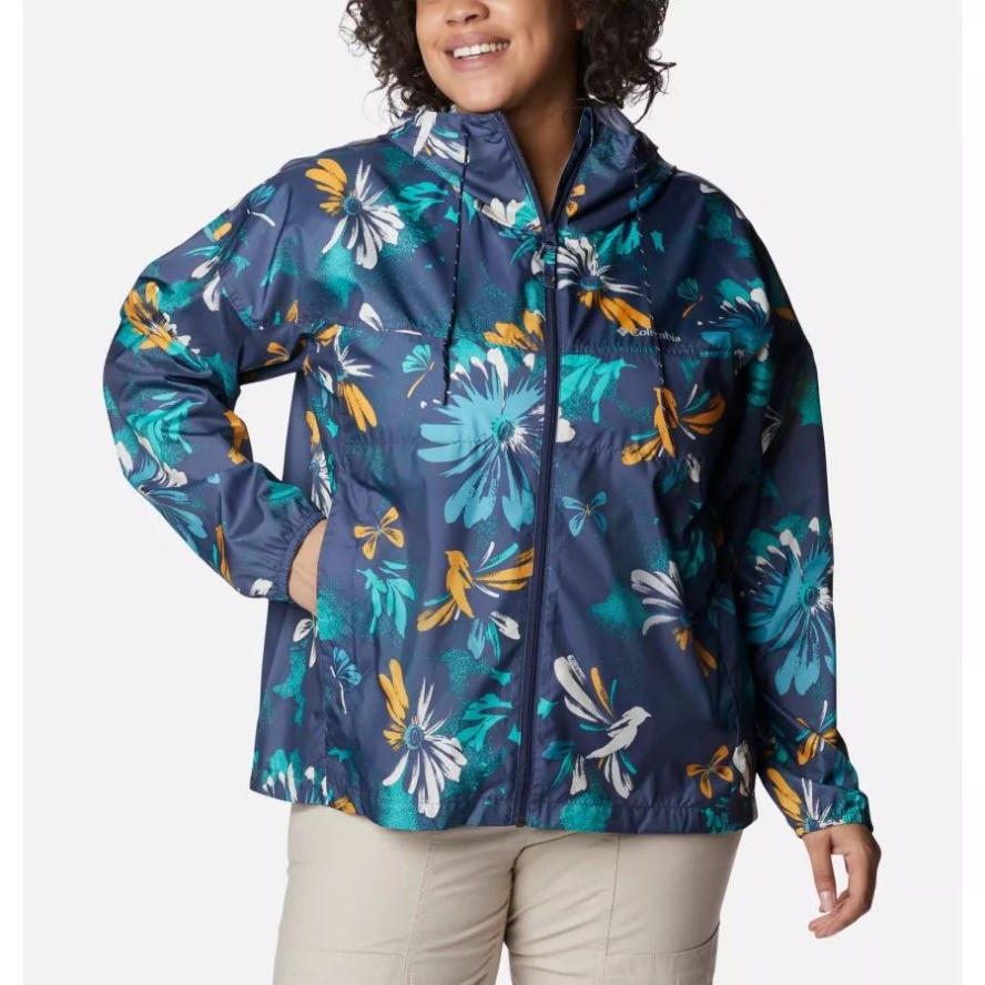 Nocturnal Daisy Party Multi Print Columbia Sale Women's Flash Challenger Novelty Windbreaker Jacket Plus Size