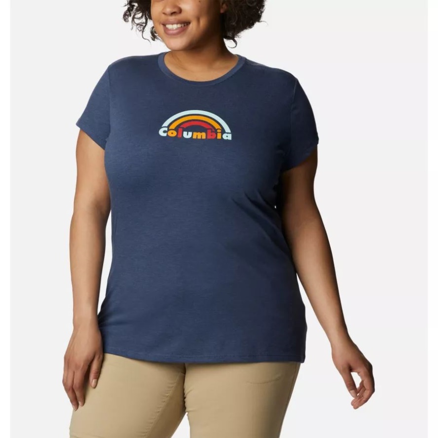 Nocturnal Heather/Blocked Rainbow Women's Columbia Sale Trek Short Sleeve Graphic Shirt Plus Size Columbia Sale