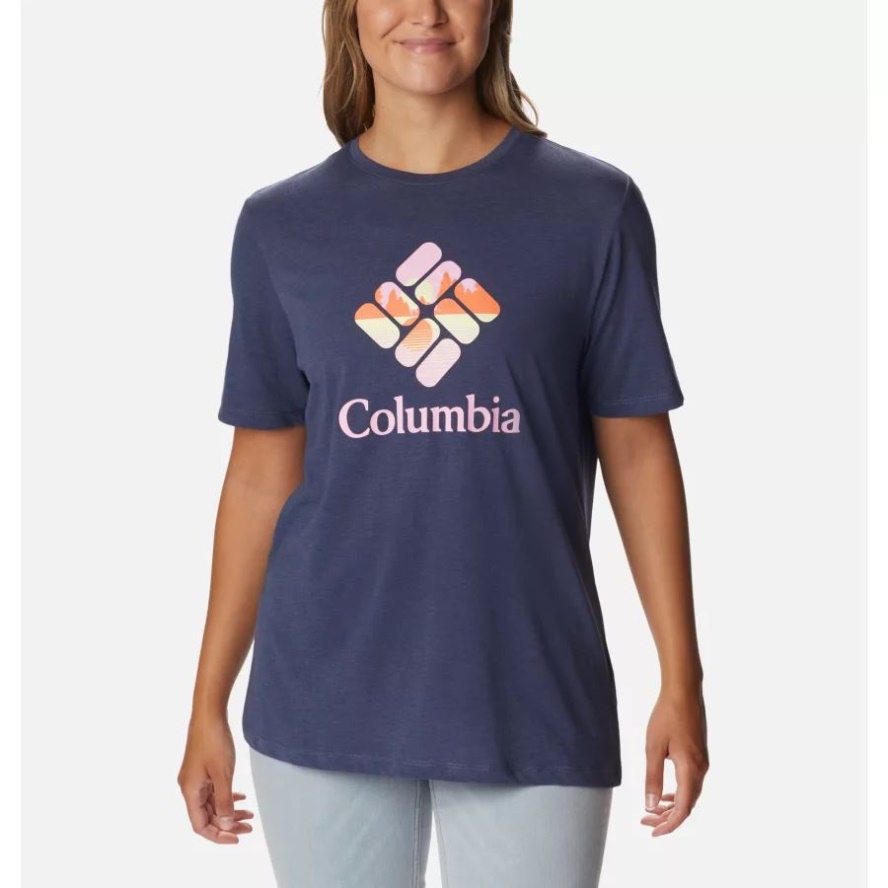 Nocturnal Hthr/CSC Stacked Lakeside Grx Columbia Sale Women's Bluebird Day Relaxed Crew Neck Shirt