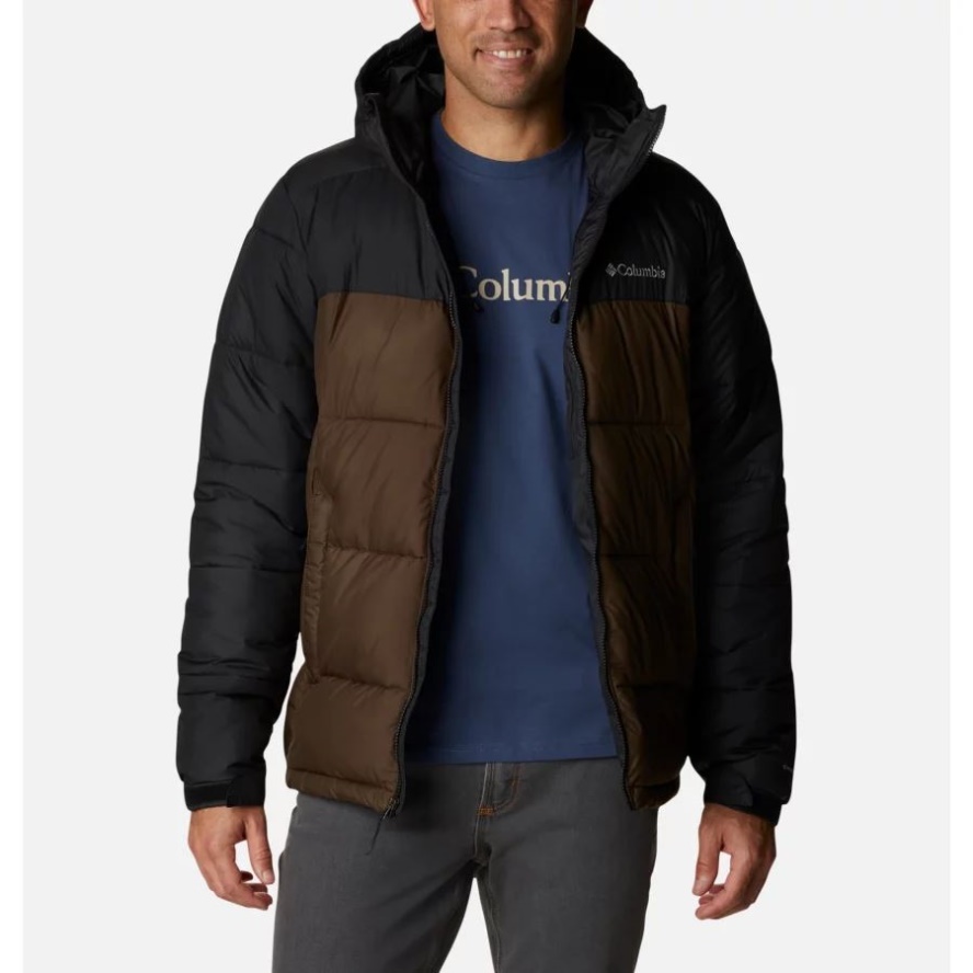 Olive Green/Black Columbia Sale Men's Pike Lake Hooded Down Jacket